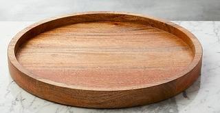 Glucksteinhome Wooden Round Tray 12", Crack On The Side 