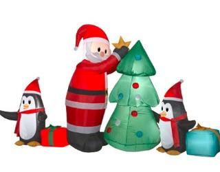 Gemmy  Medium Airblown Santa with Penguins Collection Scene