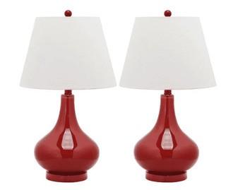 Heater 24" Table Lamp, Chinese Red, Set Of 2