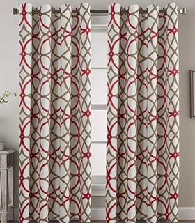 Mahaney 2 Geometric Blackout Thermal Grommet Curtain Panels 52x84"