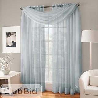 CRUSHED VOILE SHEER 95-INCH ROD POCKET WINDOW CURTAIN PANEL IN CHOCOLATE                            