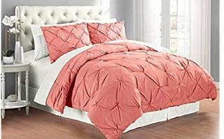 Swift Home 3-Piece Pintuck Full/Queen Comforter Set, Rose Blush 