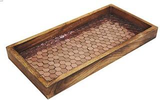 Bischof Mosaic Wooden Accent Tray 12'' W x 6'' D x 1.5'' H