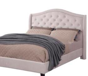 Laron Queen (60") Upholstered Platform Bed-Ivory, Headboard and Slats Only!