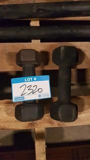 Lot of 2 - 5 lb Rubber Dumbbells 