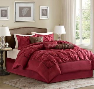 Madison Park Laurel 7-Piece King Comforter Set in Red