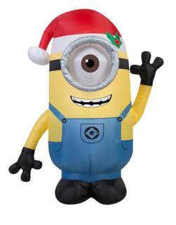 Gemmy Industries Airblown Minion Stuart with Santa Hat