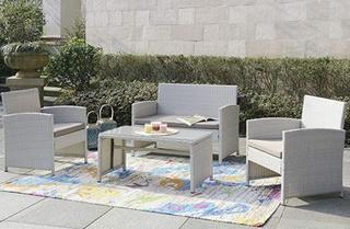 DG Casa 10150-4SET-GRY Clifton 4 Piece Outdoor Sofa Patio Deck Furniture Set