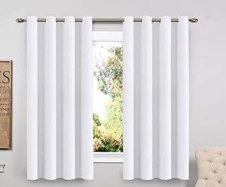 Flamingo P Elegant White Curtain 2 Panel Decorative Curtain, 52 x 63