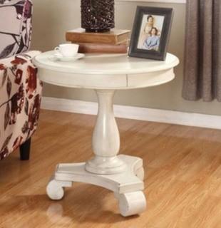 Roundhill Furniture Rene Round Pedestal Side Table OE0024WH