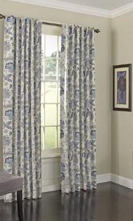 Eclipse Nina 52"x95"Blue Polyester Rod Pocket Blackout Thermal Lined Single Curtain Panel (2 pcs)