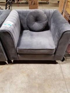 Blue/Grey Accent Chair with Chrome Legs