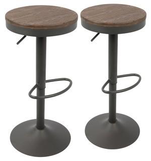 Dakota Grey and Brown Adjustable Barstool (Set of 2)