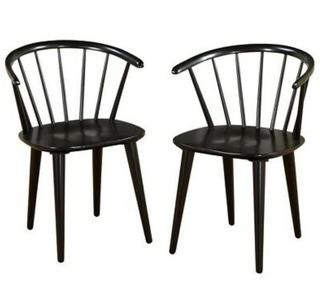 27018BLK PR Set of 2 Florence Dining Chairs with Low Windsor Spindle