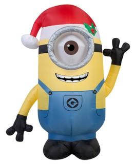 Gemmy Industries Airblown Minion Stuart with Santa Hat