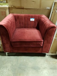 Burgundy Accent Chair with Chrome Legs