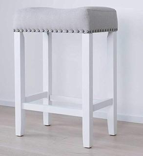 Nathan James 21303 Hylie Nailhead Wood Pub-Height Kitchen Counter Bar Stool 24" , Grey/White