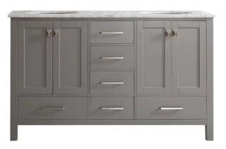 Villanova - Gela 60 in. W x 22 in. D x 35 in. H Vanity in Grey with Marble Vanity Top in White with Basin