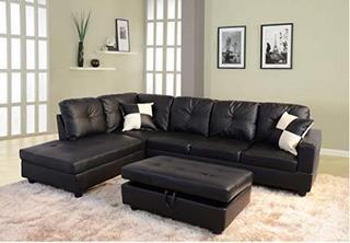 Beverly Furniture - F901A - Sectional Sofa - Blk w/Ottoman