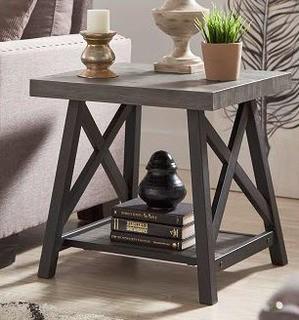 Brown Finish End Table W/Shelf - E460BR-04