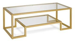 Glass Coffee Table - Gold Finish - CT0066