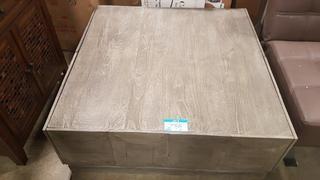 41" Square Grey Weathered finish 4 Drawer coffee Table