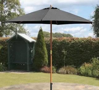 Suntime 9 ft Wooden Market Parasol - Black