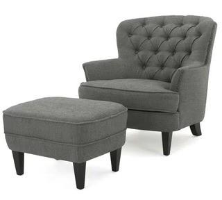 Heywood Armchair and Ottoman, Grey