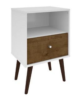 Amory 1 Drawer Nightstand White/Rustic Brown