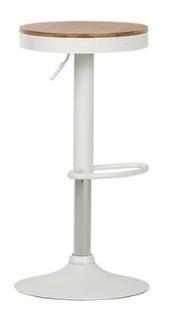 South Shore Crea 31-1/2 in. White Adjustable Metal Stool with Wood Seat