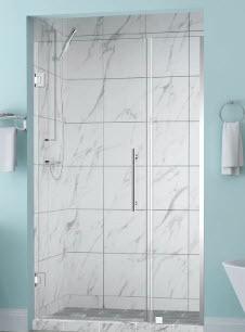 Belmore 38 x 72 Hinged Frameless Shower Door, Chrome