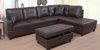 Cokato Sectional with Ottoman, Espresso-As Is