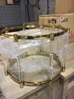 Round Gold/Clear Table Base 19x15"