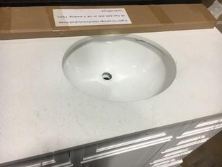 42" White Vanity-Some Scratches, Damaged Sink