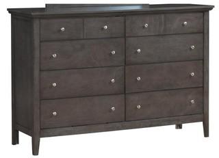 G5405-D 58" Drawer Dresser with Wood Veneer, Nickel Hardware, Tapered Legs and Dove Tail Drawer, in Grey