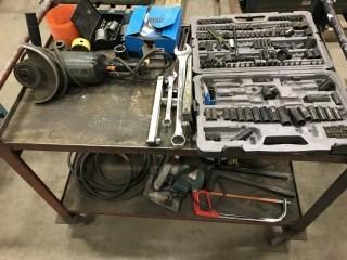 2 Tier Rolling Steel Cart C/W Contents