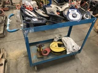 2 Tier Rolling Shop Cart C/W Contents