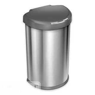 SIMPLEHUMAN(R) BRUSHED STAINLESS STEEL FINGERPRINT-PROOF 45-LITER SEMI-ROUND SENSOR TRASH CAN