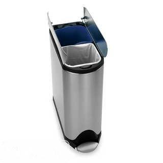 SIMPLEHUMAN(R) BRUSHED STAINLESS STEEL FINGERPRINT-PROOF 40-LITER BUTTERFLY RECYCLER TRASH CAN