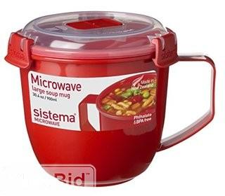 Sistema 1141 Large Microwave Cookware Soup Mug, 30.4 oz, Red