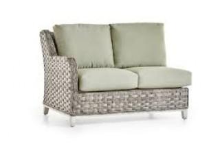 South Sea Left Arm Resin Wicker Love Seat Grey Cushions 