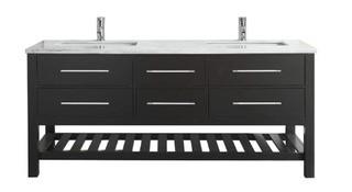 Keighley 72" Double Bathroom Vanity, Black-No Top