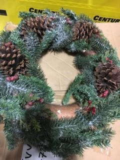 Glucksteinhome Wreath With Pinecones And Berries-As Is