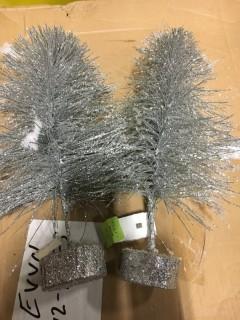 Glucksteinhome Silver Christmas Trees, Set Of 5