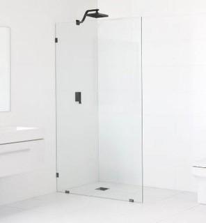 Glass Warehouse 45 in. x 78 in. Frameless Fixed Shower Door in Matte Black without Handle