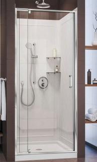 DreamLine Flex 32" x 76.75" Square Pivot Shower Enclosure with Base Included