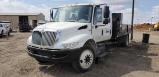 2009 International 4300 S/A Deck Truck, c/w Maxxforce Diesel Engine, Auto Transmission, w/ 16' Deck With Cabinets And Cage, Showing 94,289 KMS, 3,310 HRS. VIN# 1HTMMAAP19H051709. Unit 44