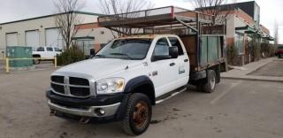 2008 Dodge Ram 4500 HD 4x4 Crew Cab Deck Truck, c/w 6.7L Diesel Engine, Auto Transmission, w/ 10' Deck With Cabinets, High Sides, Cage, Showing 198,626 KMS. VIN# 3D6WD68AX8G122896