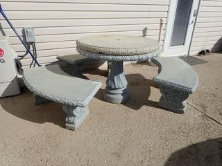 Cement Picnic Table w/ 3 Cement Benches. **LOCATED IN MILK RIVER**