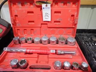 Lot of 1" Sockets and Combination Wrench and Socket Set.  **LOCATED IN MILK RIVER**